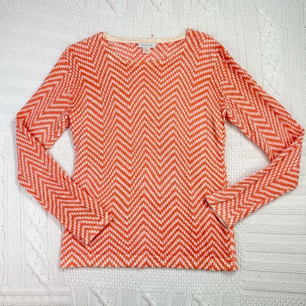 Garnet Hill Orange and White Chevron Sweater
